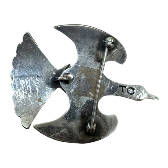 Sterling Silver Thomas Singer signed Brooch with Turquoise Details - Picture 3 of 3